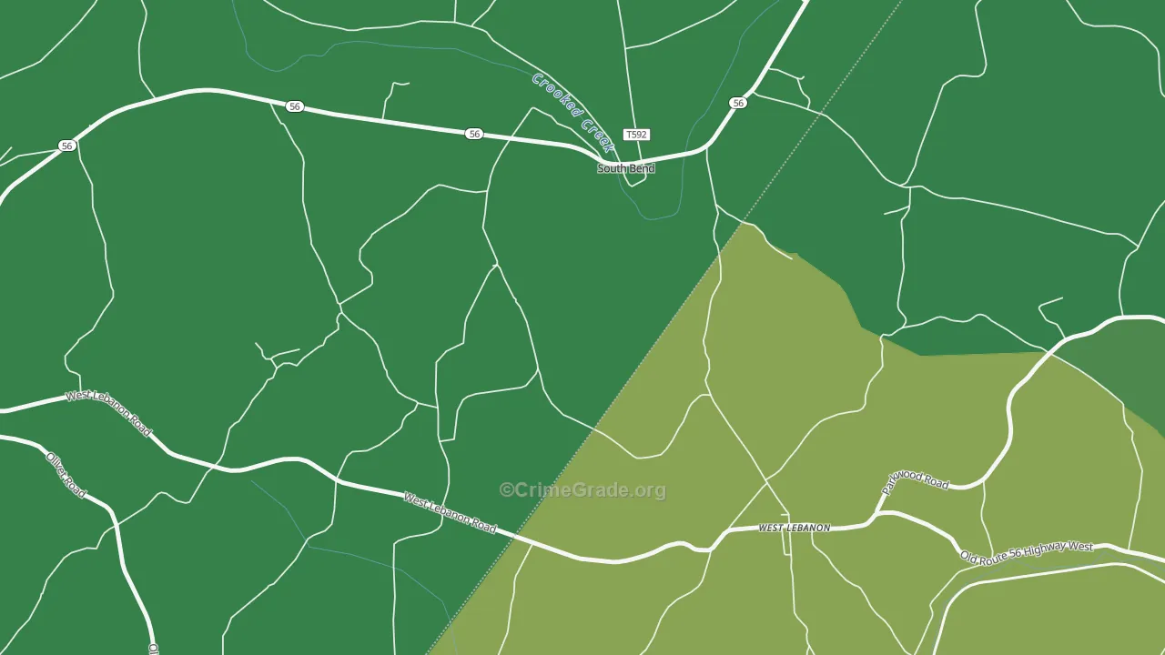 South Bend, PA Map of Vandalism Rates