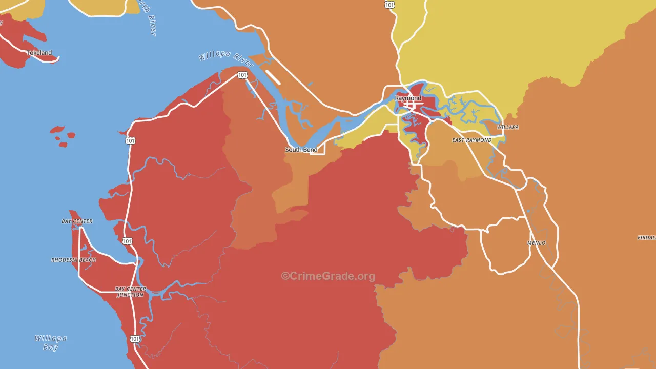 South Bend, WA Map of Vandalism Rates