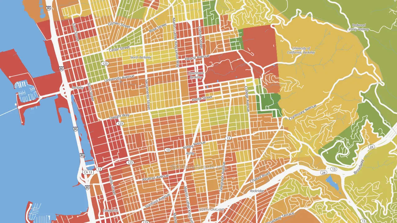 South Berkeley, Berkeley, CA Map of Vandalism Rates