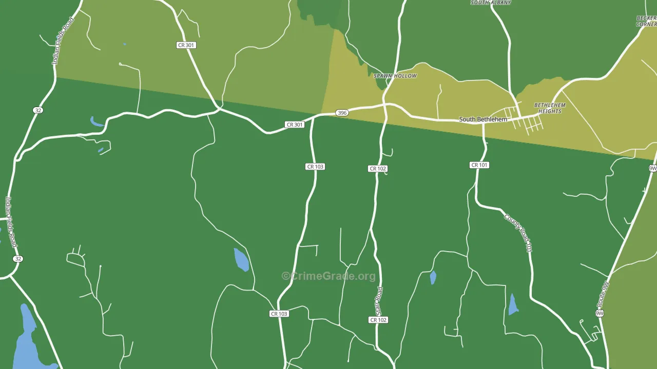 South Bethlehem, NY Map of Vandalism Rates