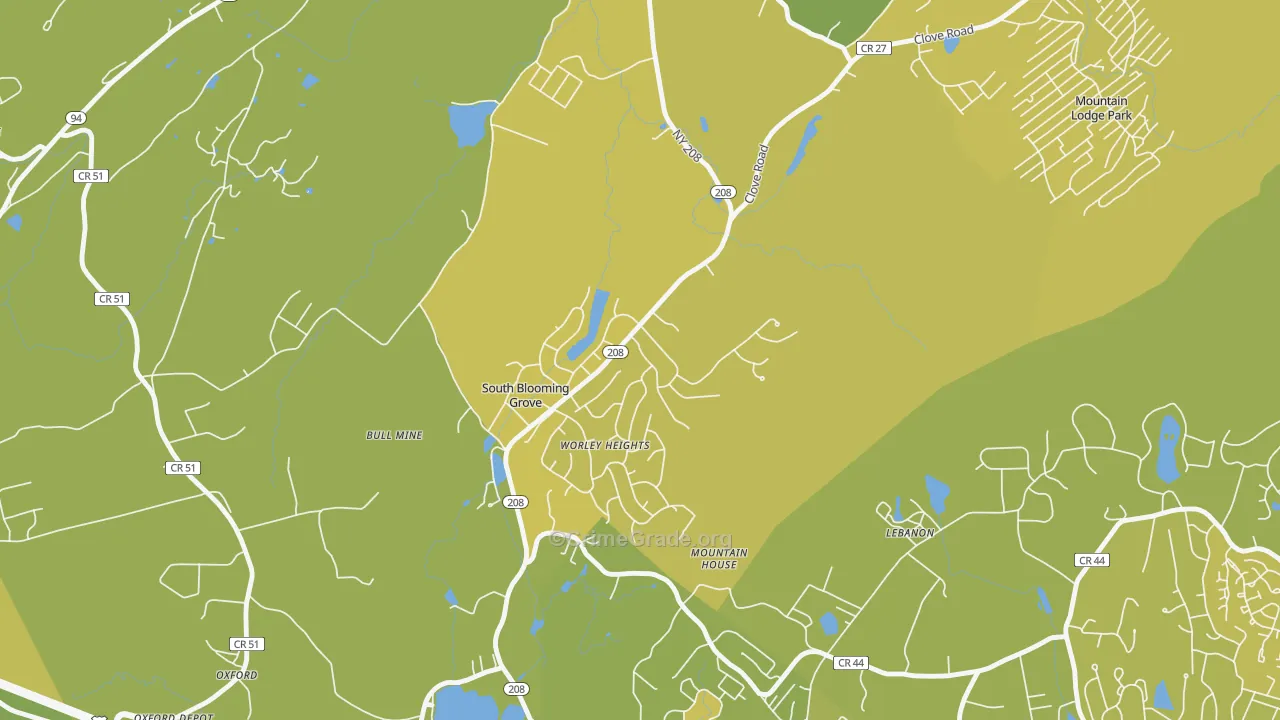 South Blooming Grove, NY Map of Vandalism Rates