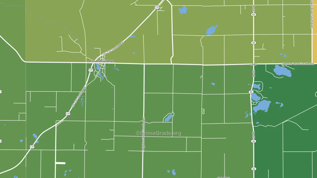 South Boardman, MI Map of Vandalism Rates
