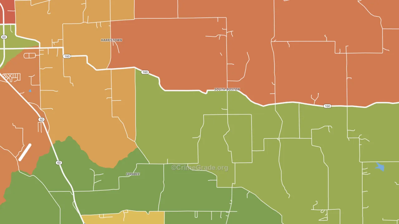 South Boston, IN Map of Vandalism Rates