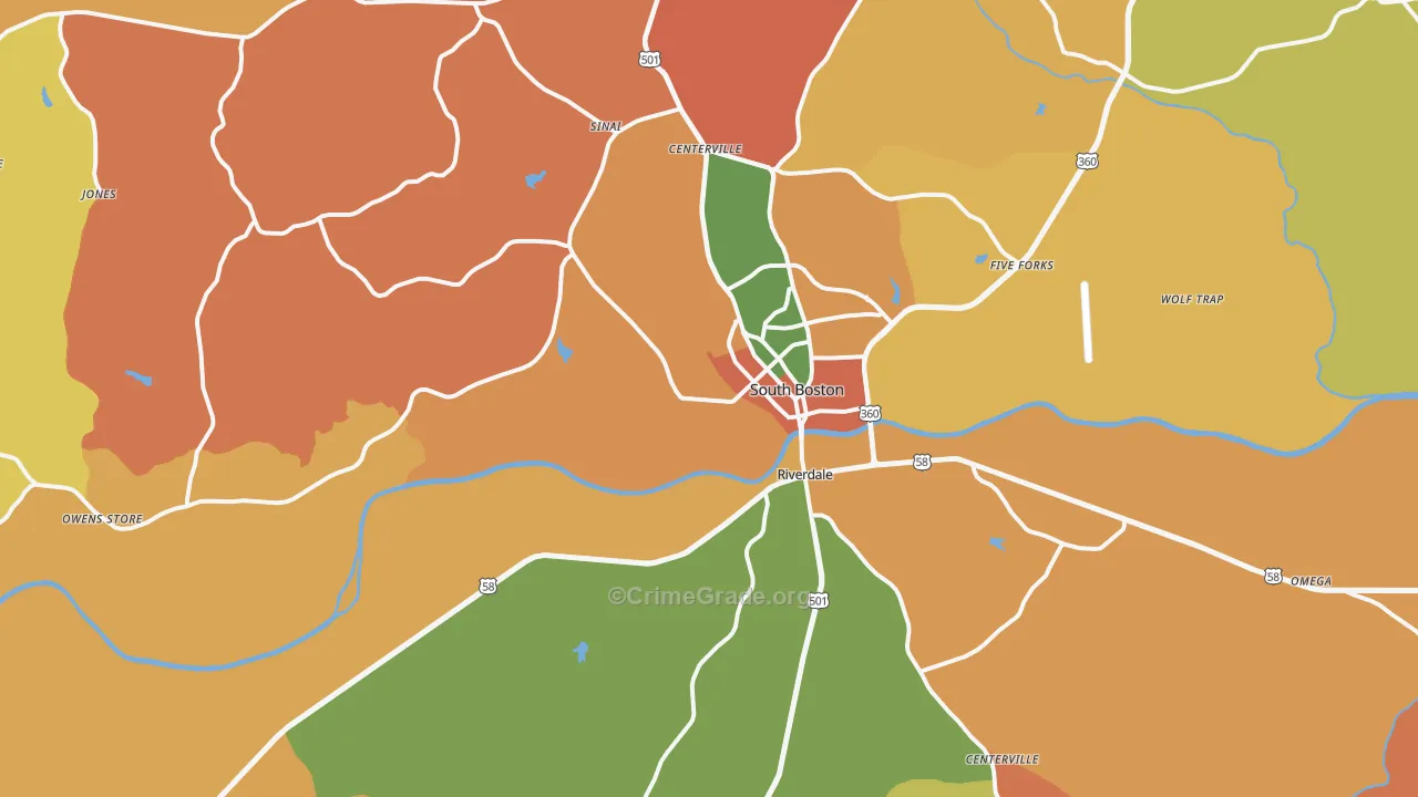 South Boston, VA Map of Vandalism Rates