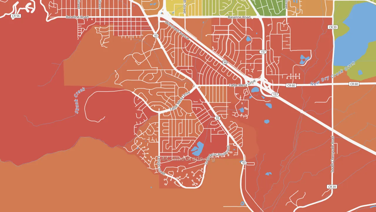 South Boulder, Boulder, CO Map of Vandalism Rates