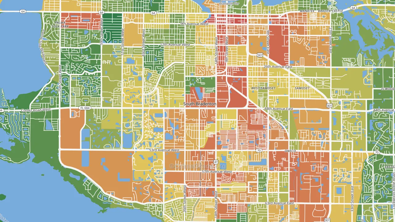 South Bradenton, FL Map of Vandalism Rates