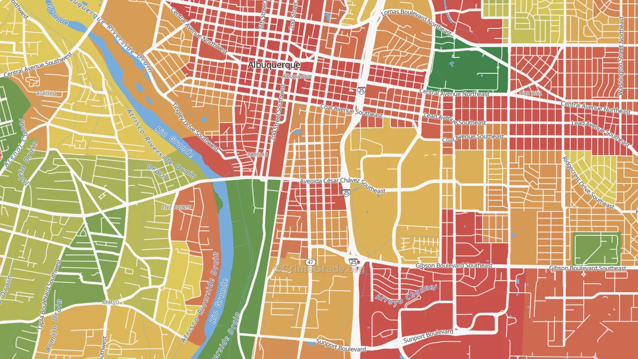 South Broadway, Albuquerque, NM Map of Vandalism Rates