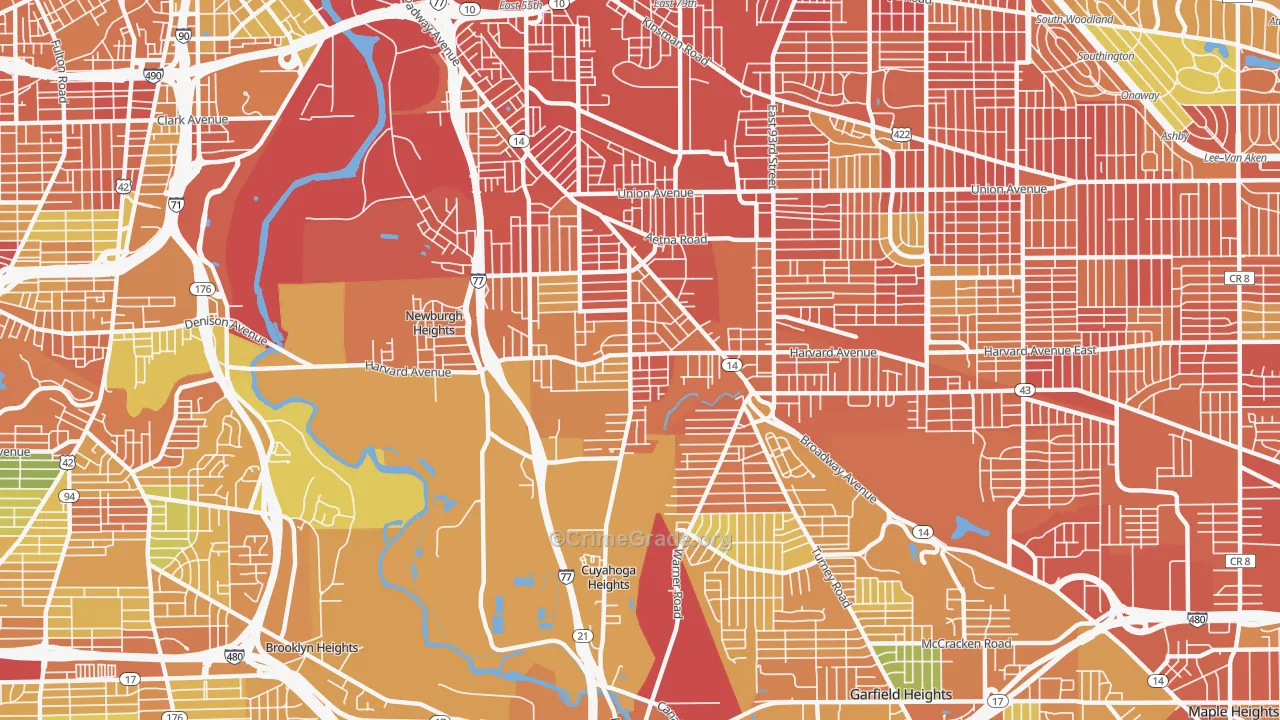 South Broadway, Cleveland, OH Map of Vandalism Rates
