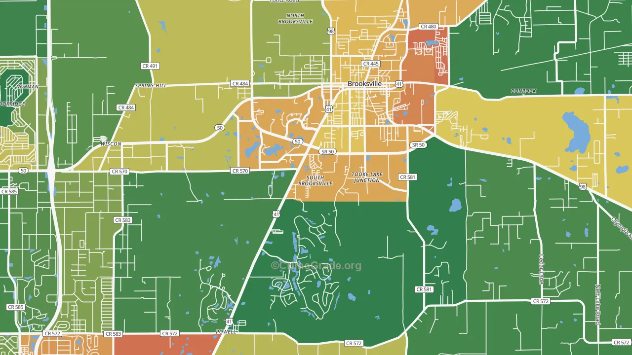 South Brooksville, FL Map of Vandalism Rates