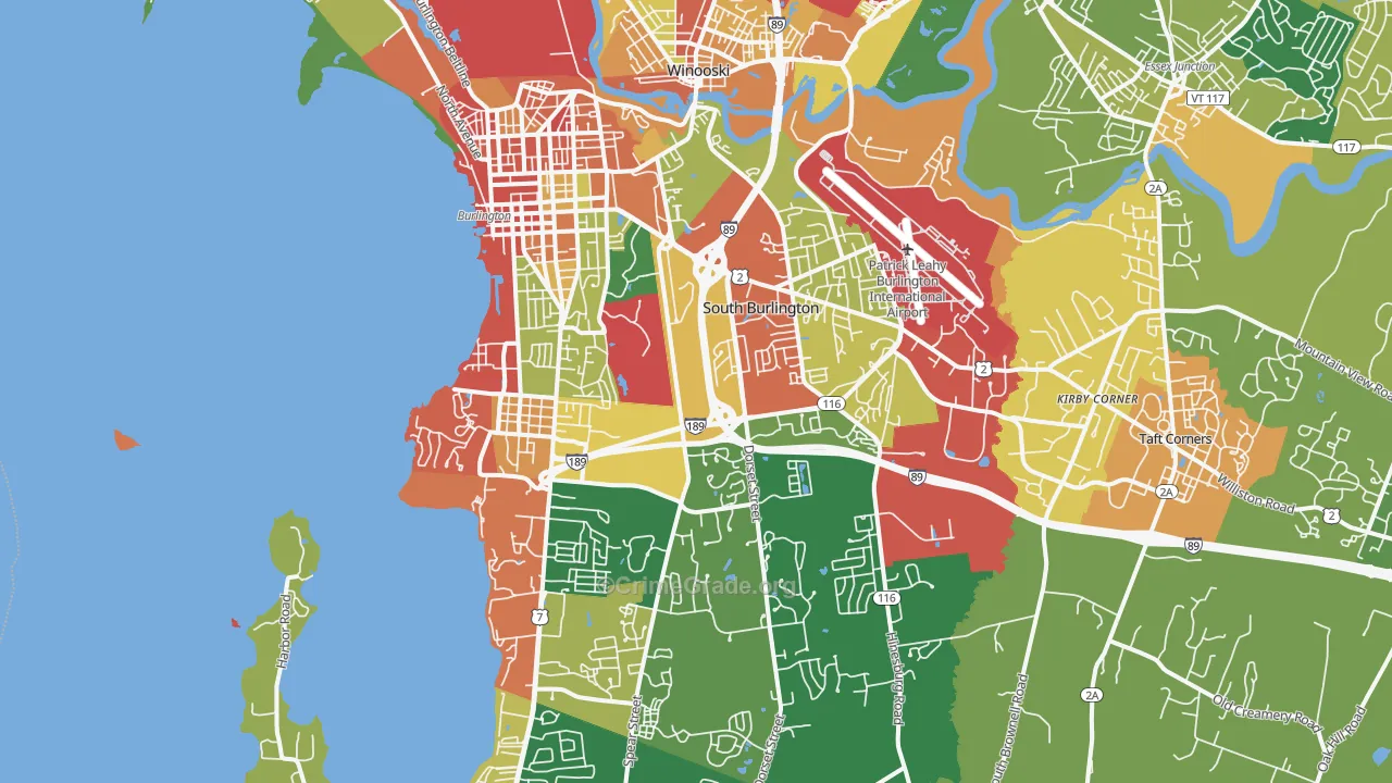 South Burlington, VT Map of Vandalism Rates