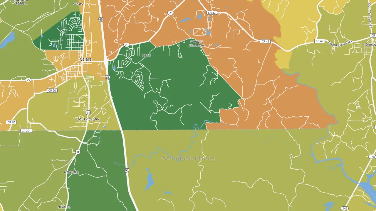 South Calera, AL Map of Vandalism Rates
