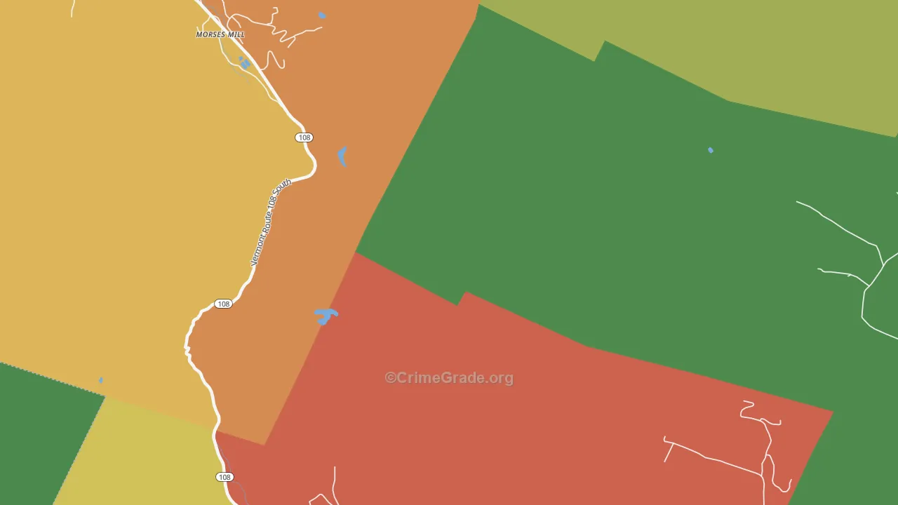 South Cambridge, VT Map of Vandalism Rates