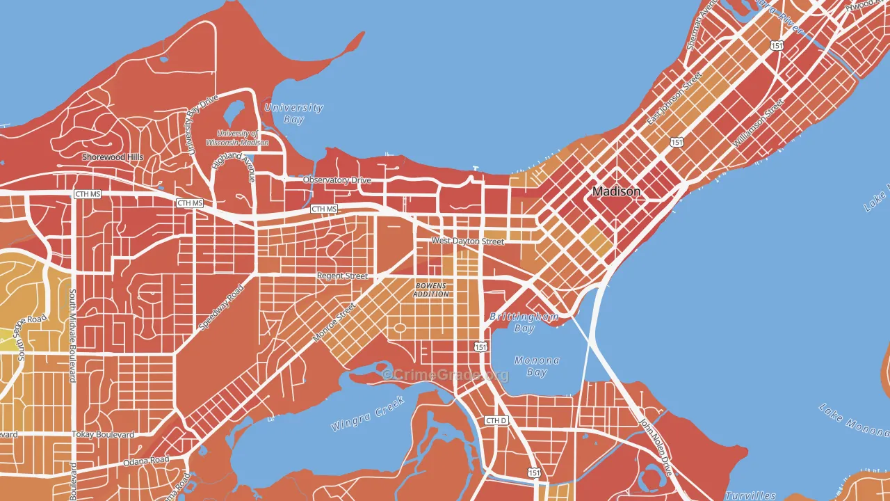 South Campus, Madison, WI Map of Vandalism Rates