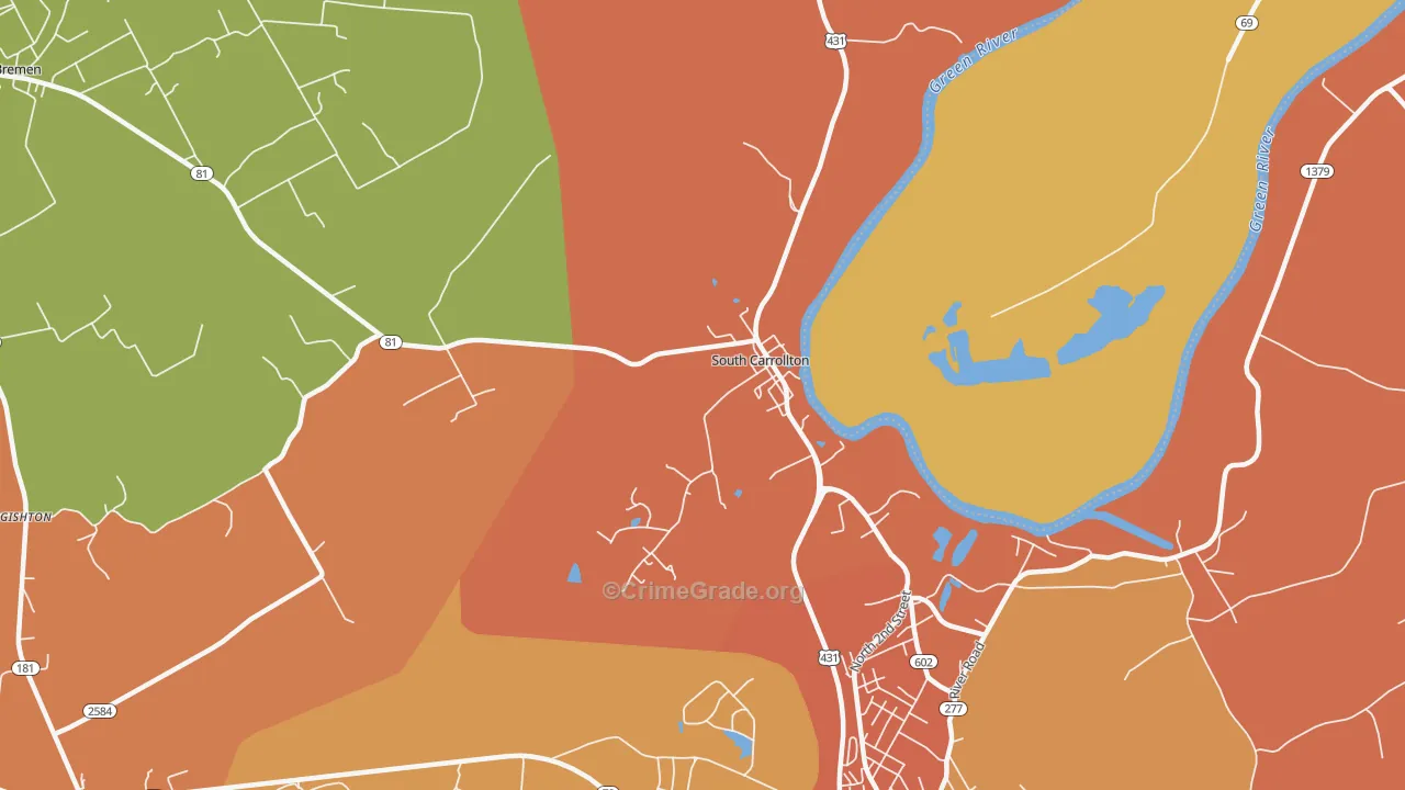 South Carrollton, KY Map of Vandalism Rates