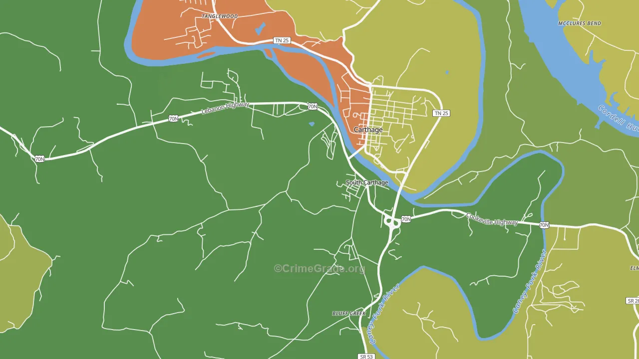 South Carthage, TN Map of Vandalism Rates