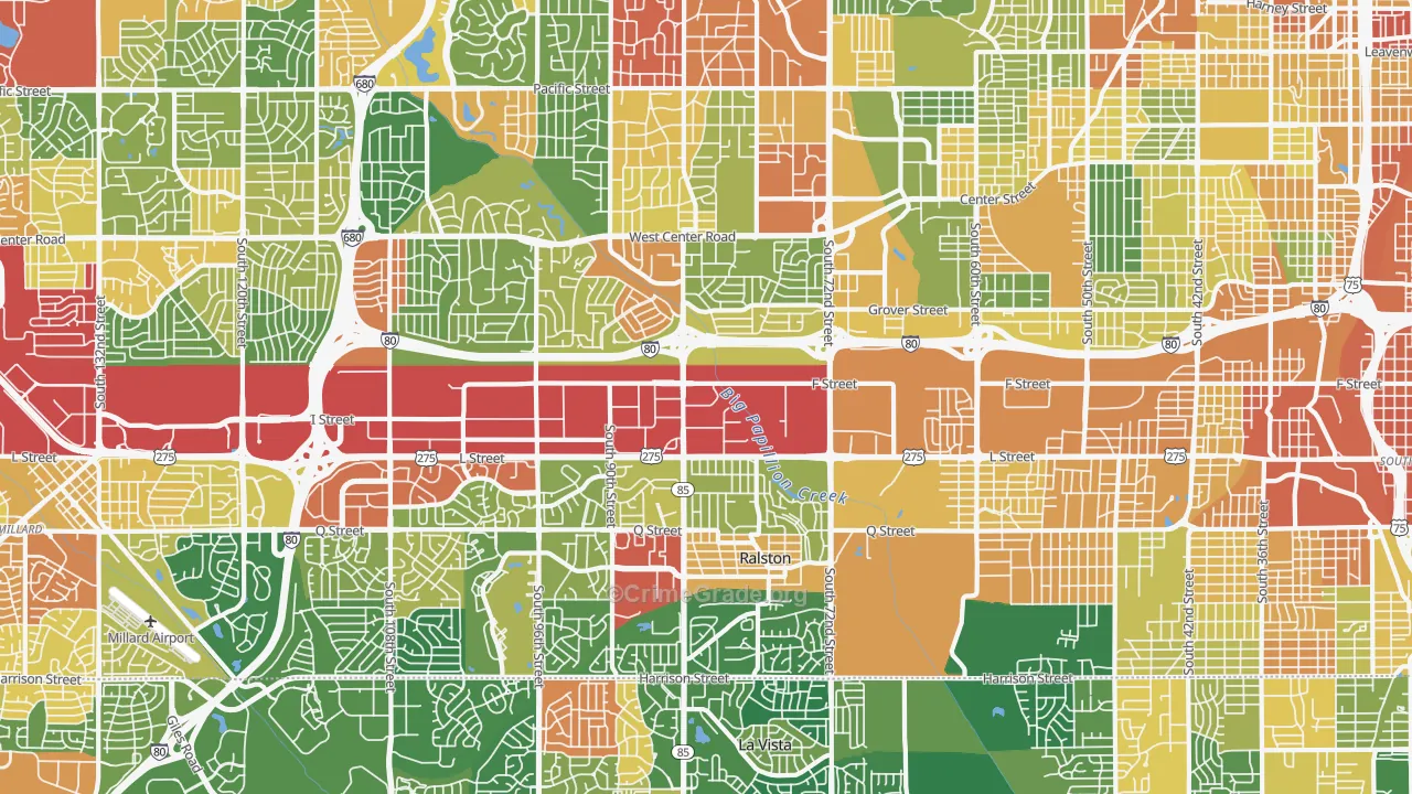 South Central Omaha, Omaha, NE Map of Vandalism Rates