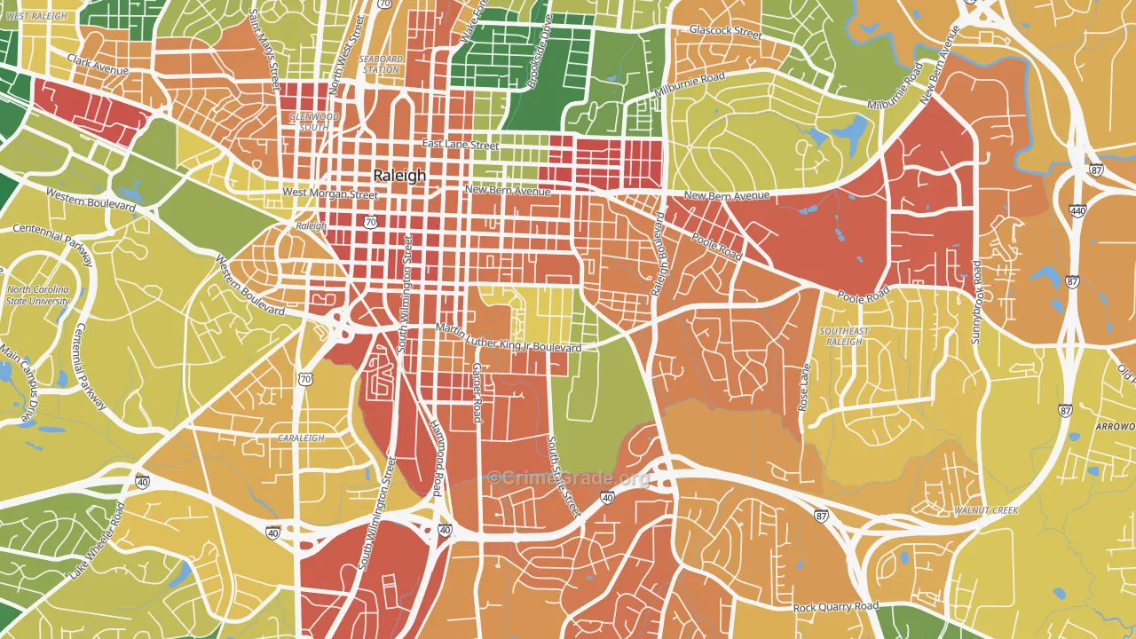 South Central, Raleigh, NC Map of Vandalism Rates