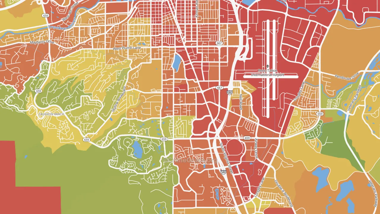 South Central, Reno, NV Map of Vandalism Rates