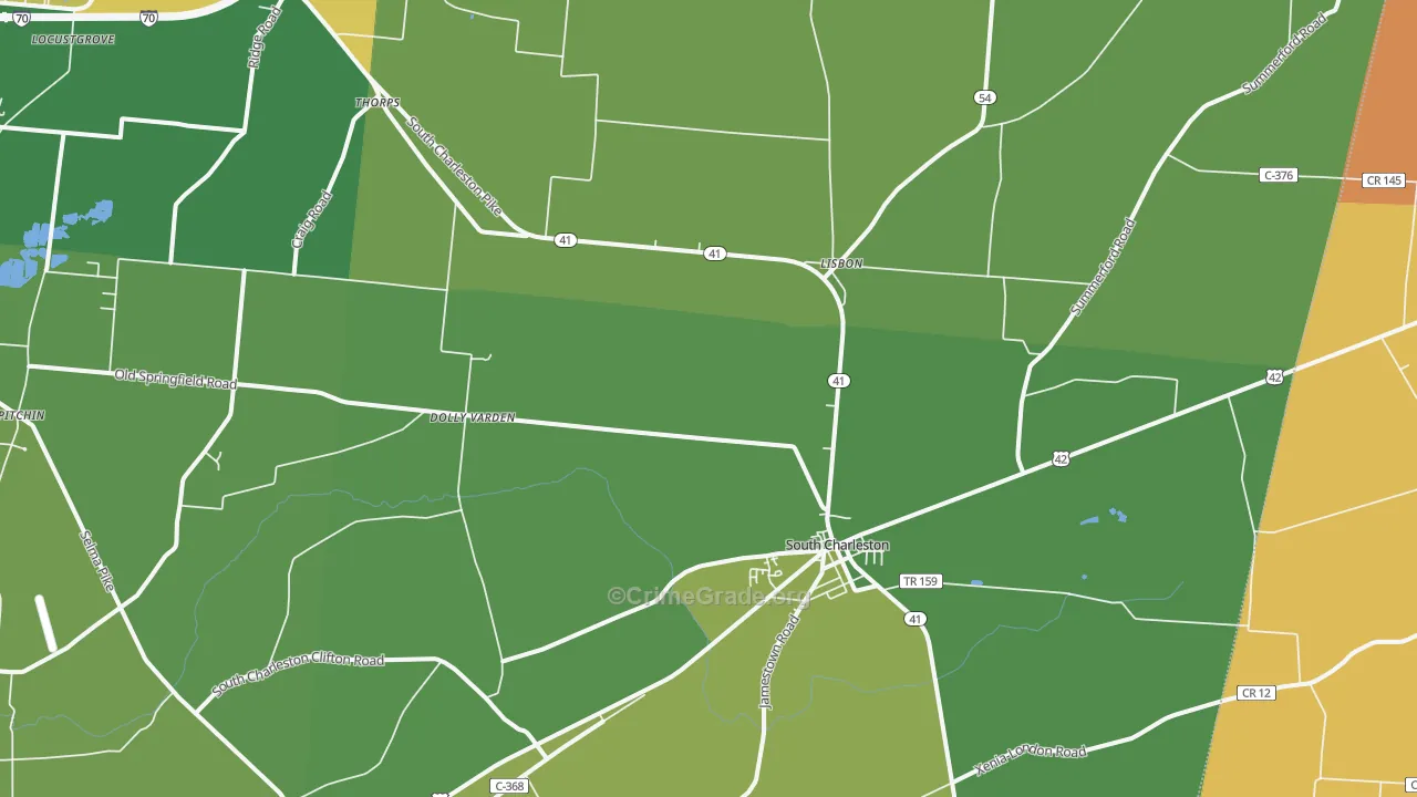 South Charleston, OH Map of Vandalism Rates