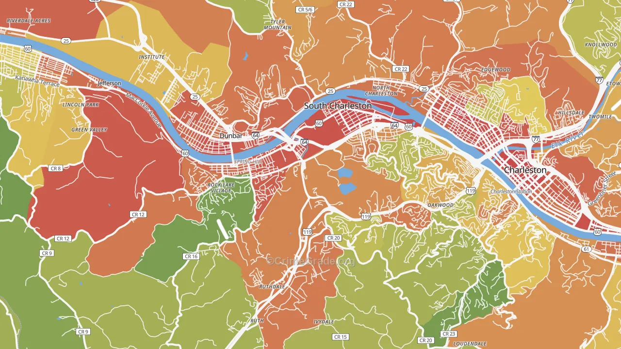 South Charleston, WV Map of Vandalism Rates