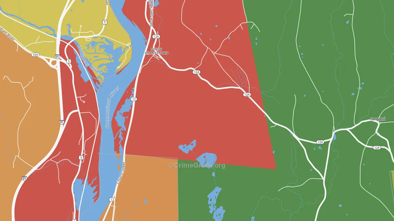 South Charlestown, NH Map of Vandalism Rates