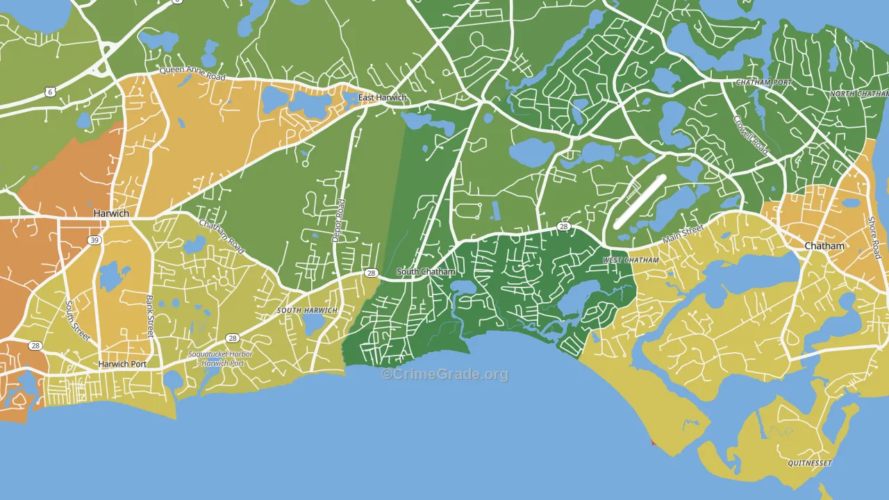 South Chatham, MA Map of Vandalism Rates