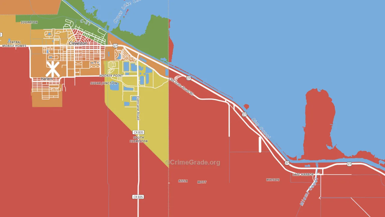 South Clewiston, FL Map of Vandalism Rates