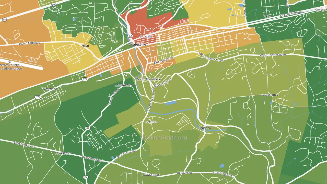 South Coatesville, PA Map of Vandalism Rates