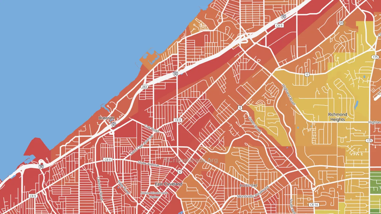 South Collinwood, Cleveland, OH Map of Vandalism Rates