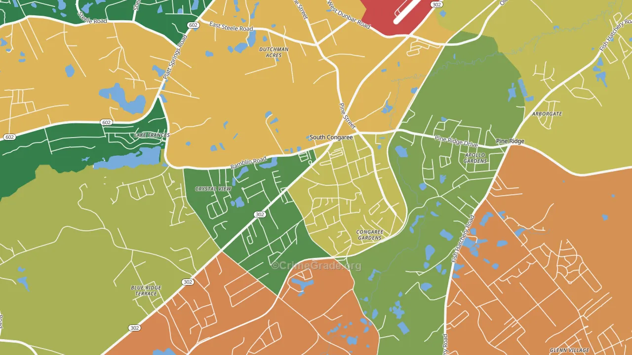 South Congaree, SC Map of Vandalism Rates