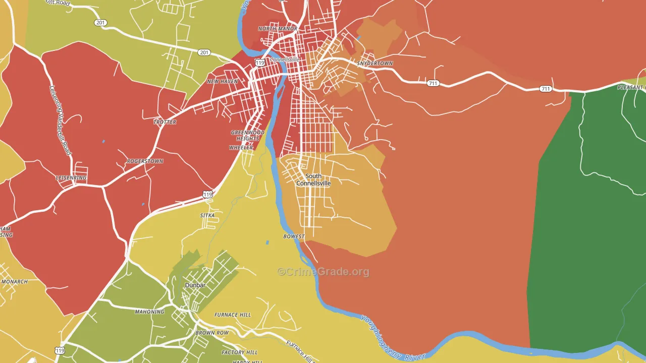 South Connellsville, PA Map of Vandalism Rates