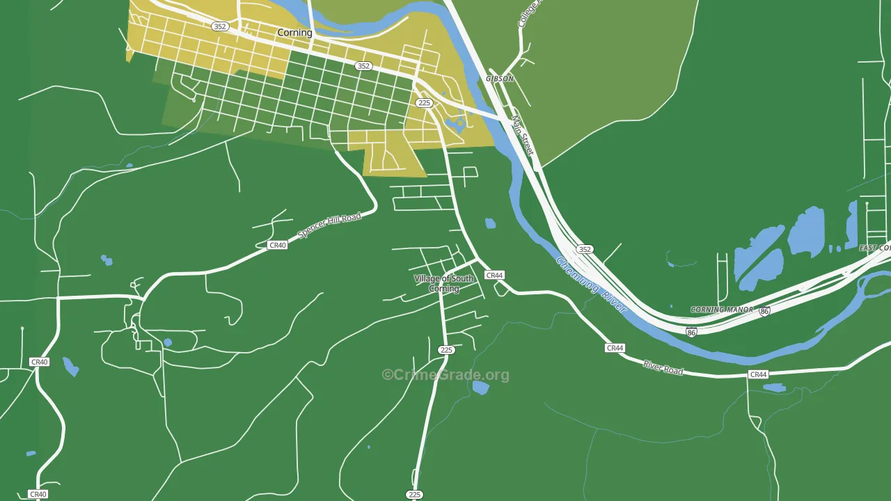 South Corning, NY Map of Vandalism Rates