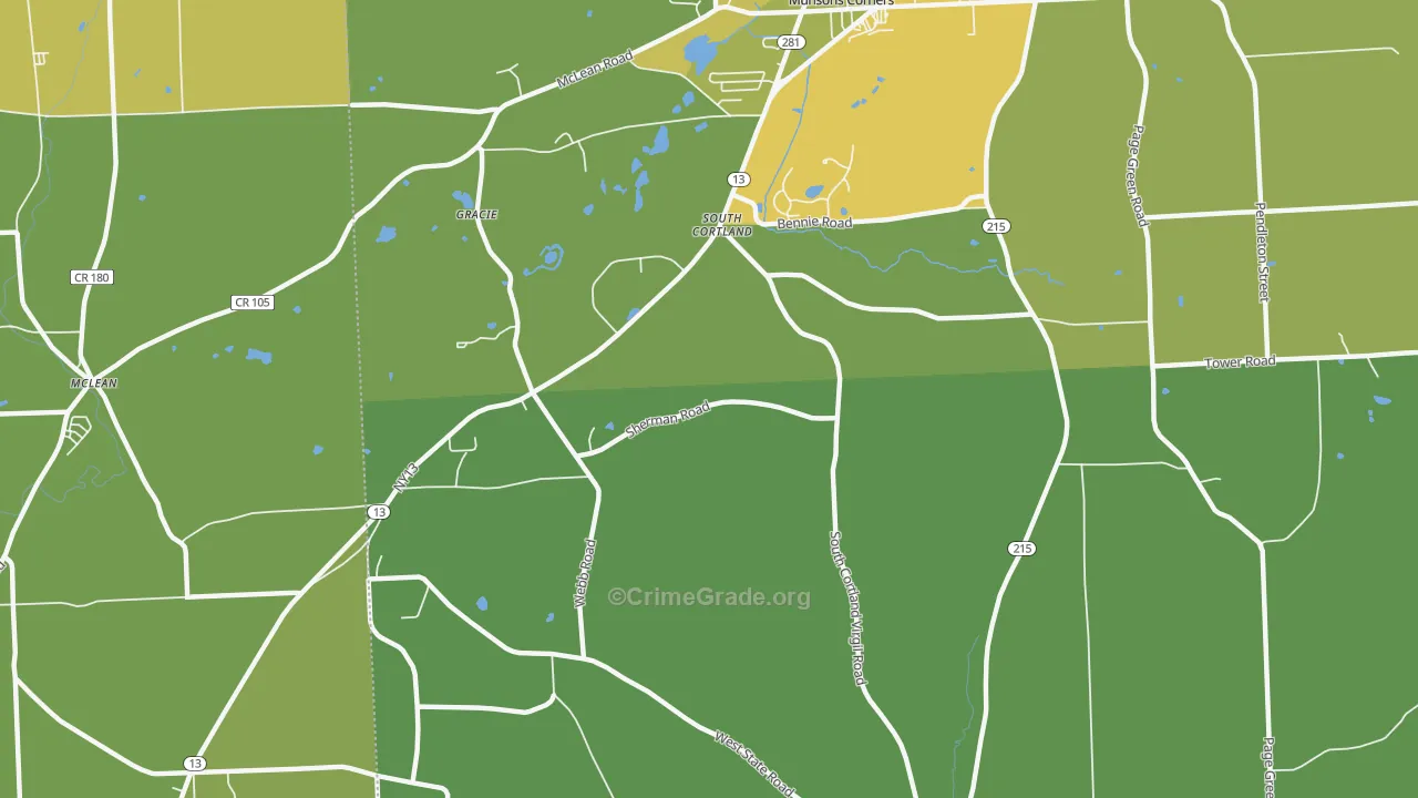 South Cortland, NY Map of Vandalism Rates