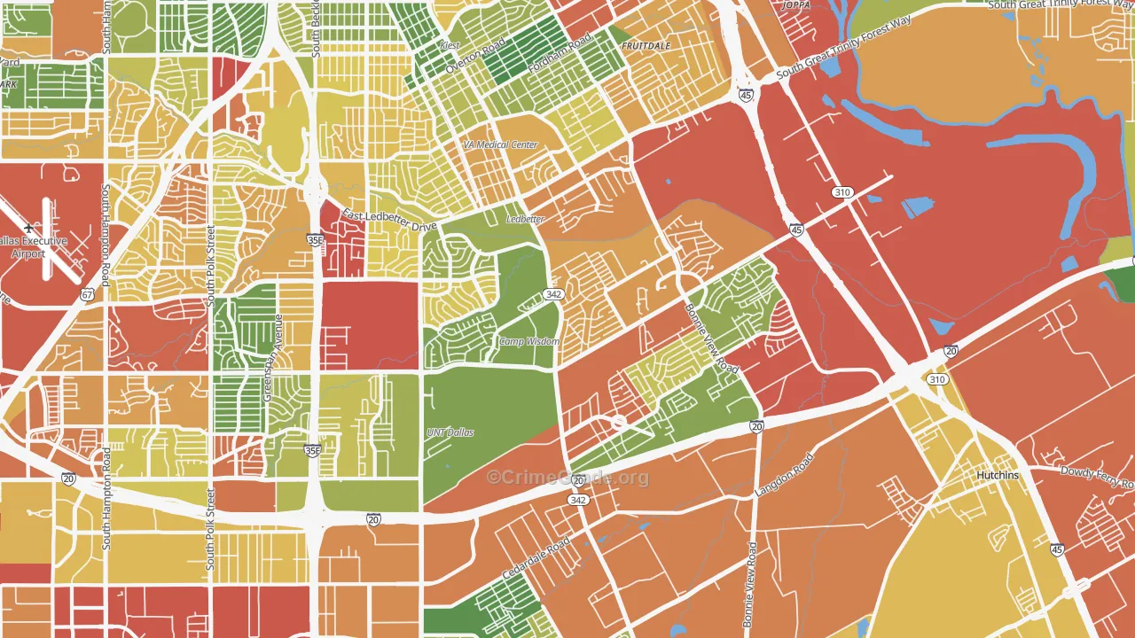 South Dallas Fair Park, Dallas, TX Map of Vandalism Rates