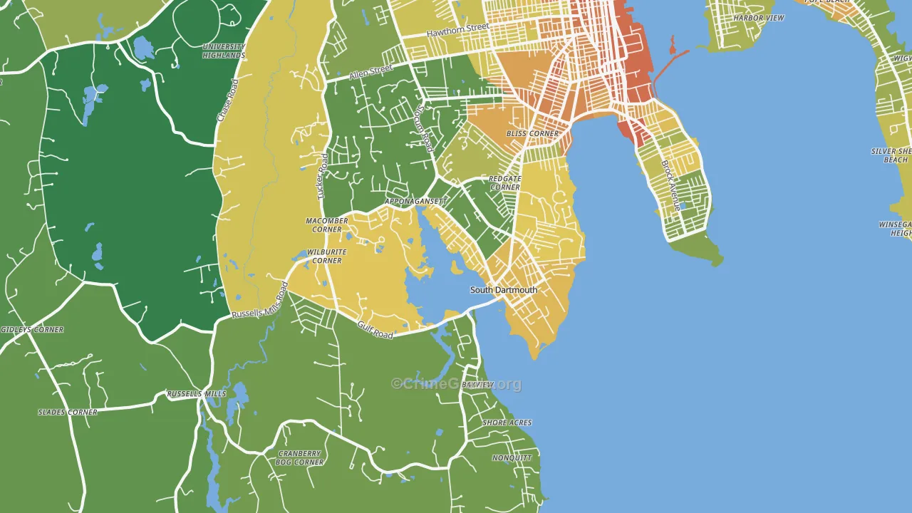 South Dartmouth, MA Map of Vandalism Rates