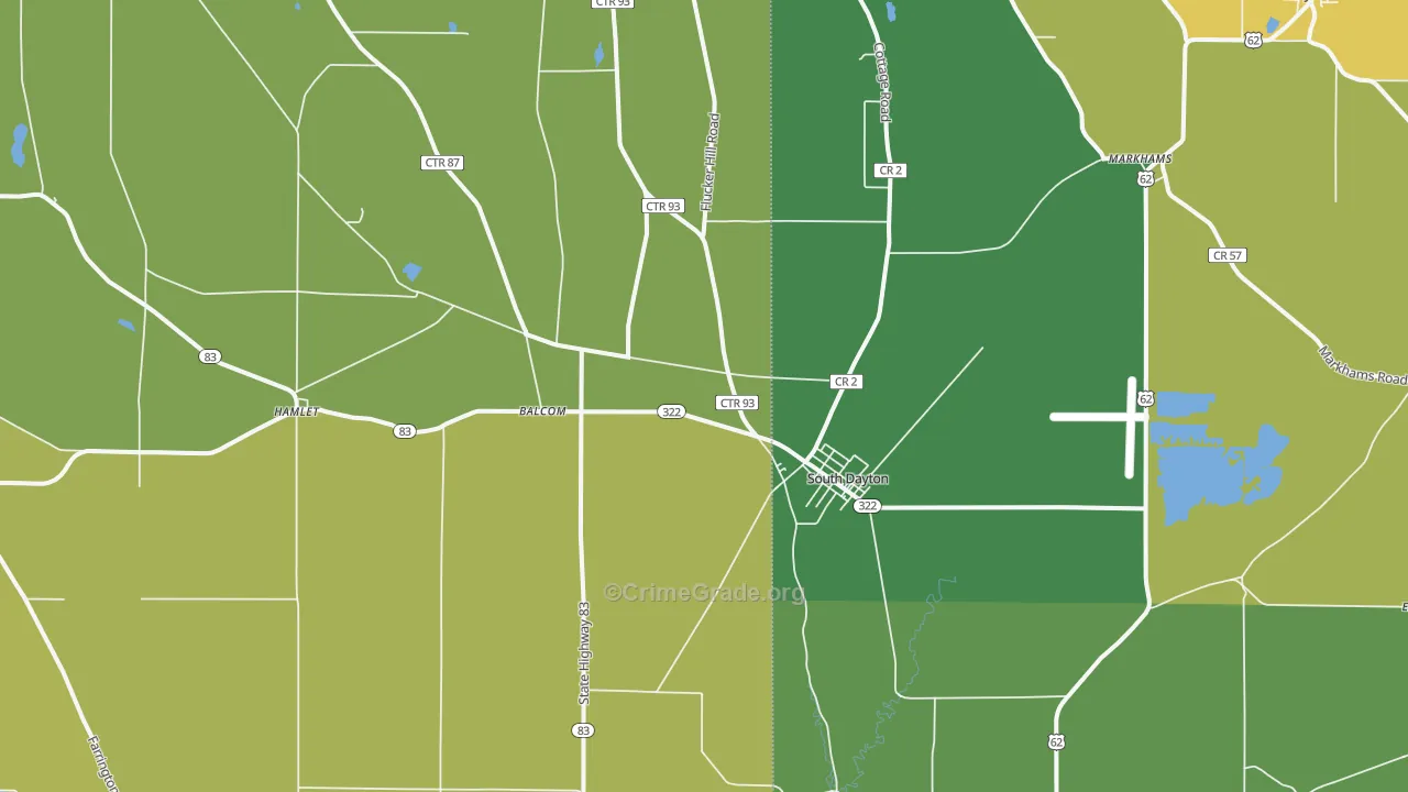 South Dayton, NY Map of Vandalism Rates