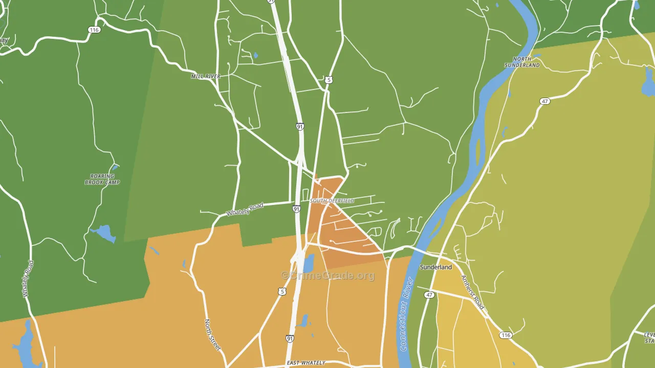 South Deerfield, MA Map of Vandalism Rates