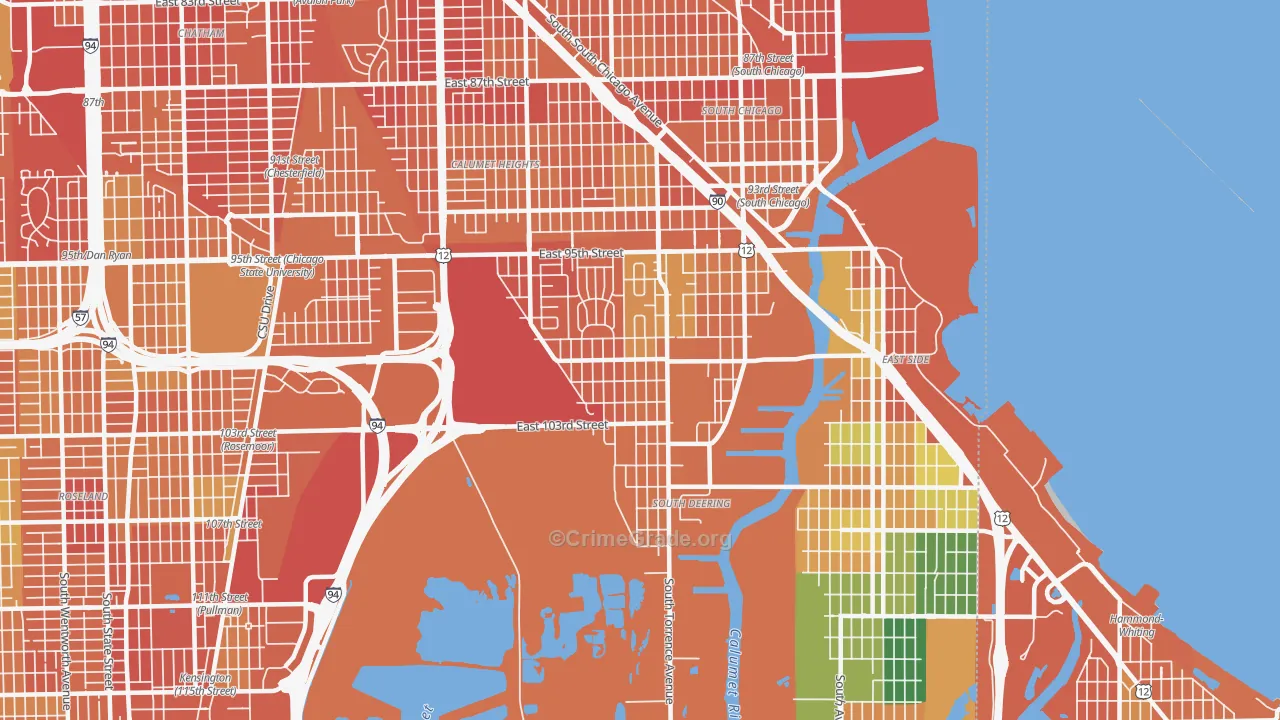 South Deering, Chicago, IL Map of Vandalism Rates