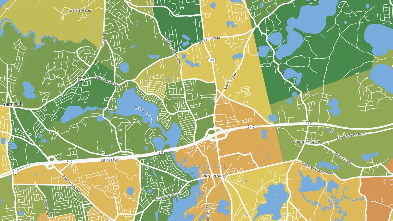 South Dennis, MA Map of Vandalism Rates