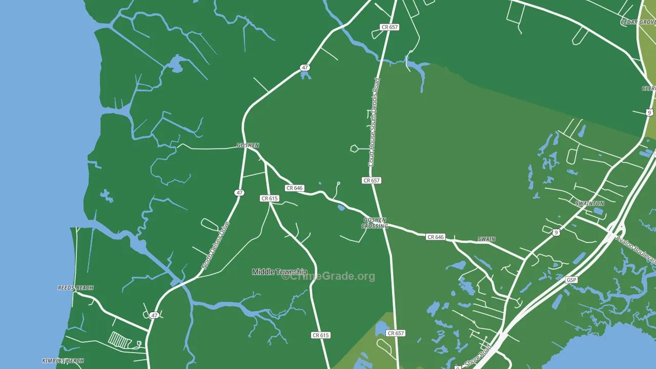 South Dennis, NJ Map of Vandalism Rates
