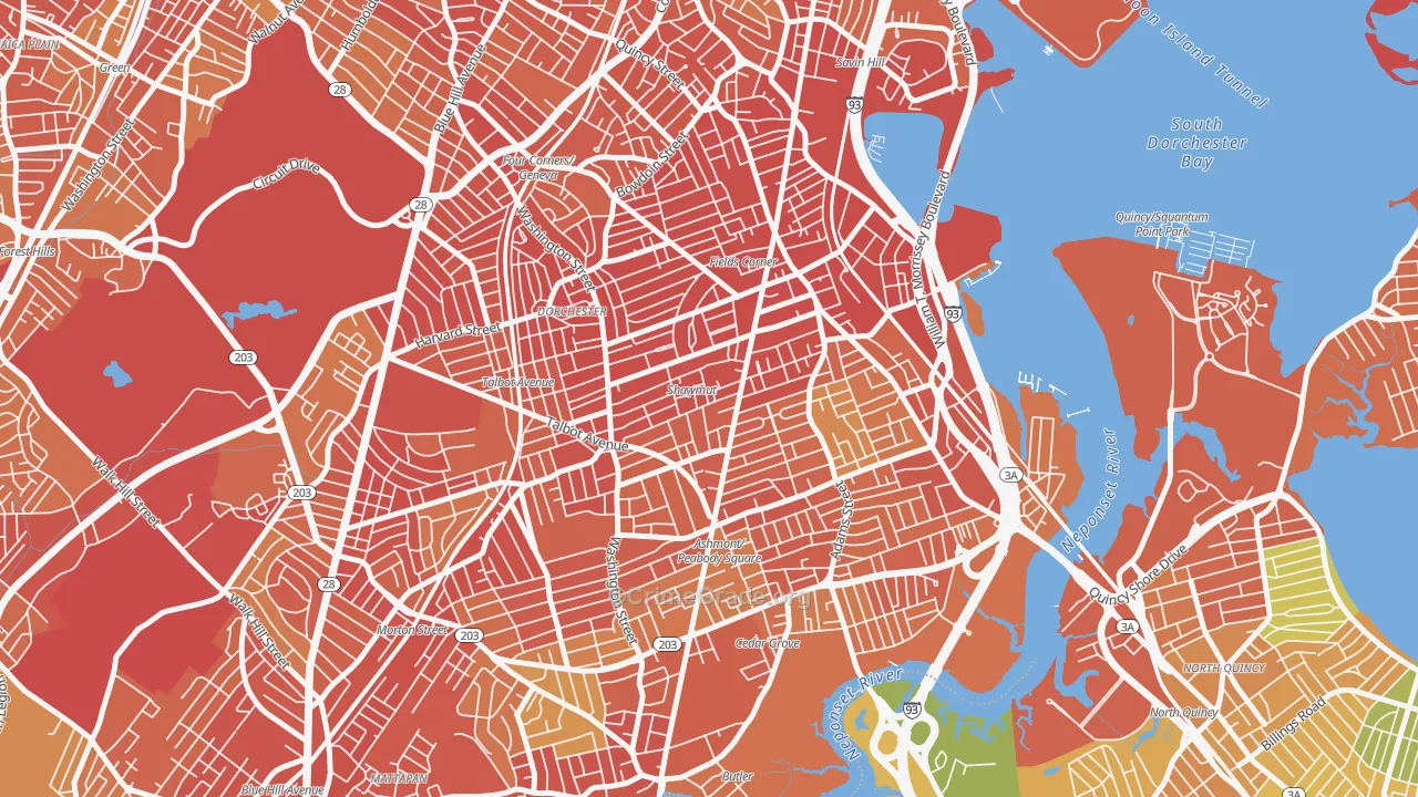 South Dorchester, Boston, MA Map of Vandalism Rates