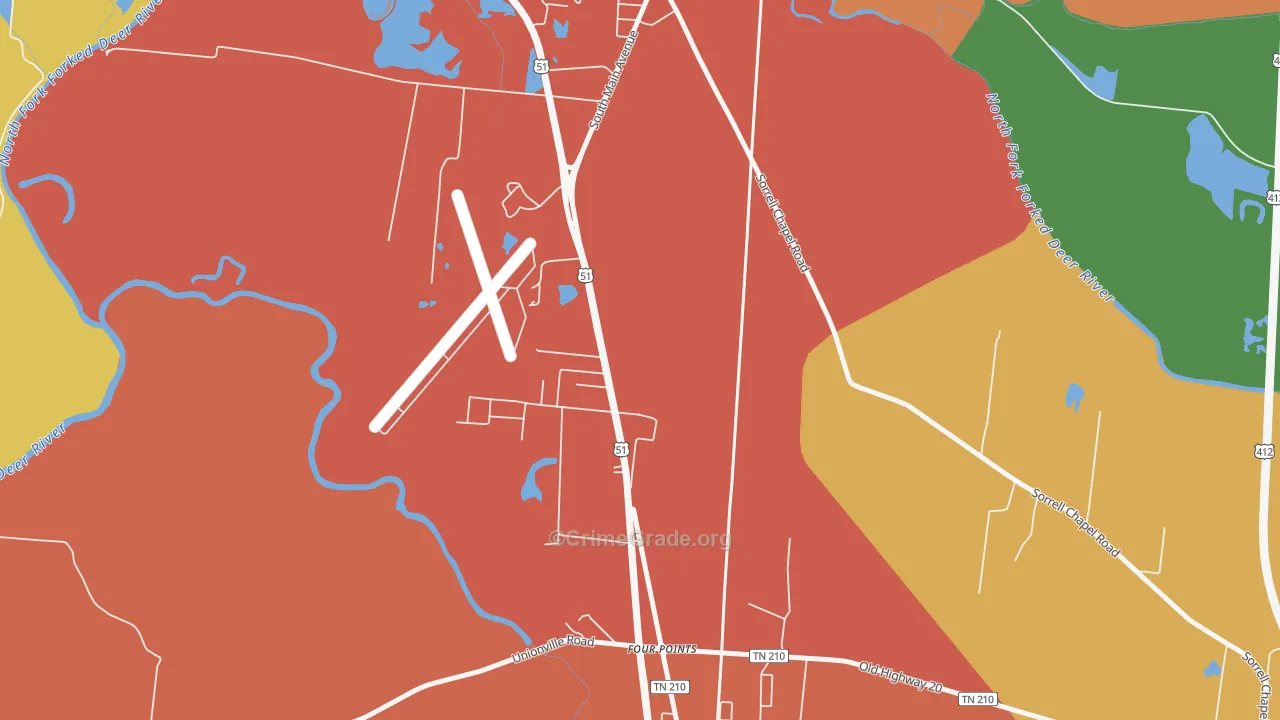 South Dyersburg, TN Map of Vandalism Rates
