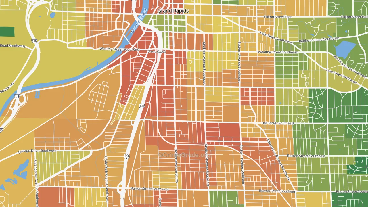 South East Community, Grand Rapids, MI Map of Vandalism Rates