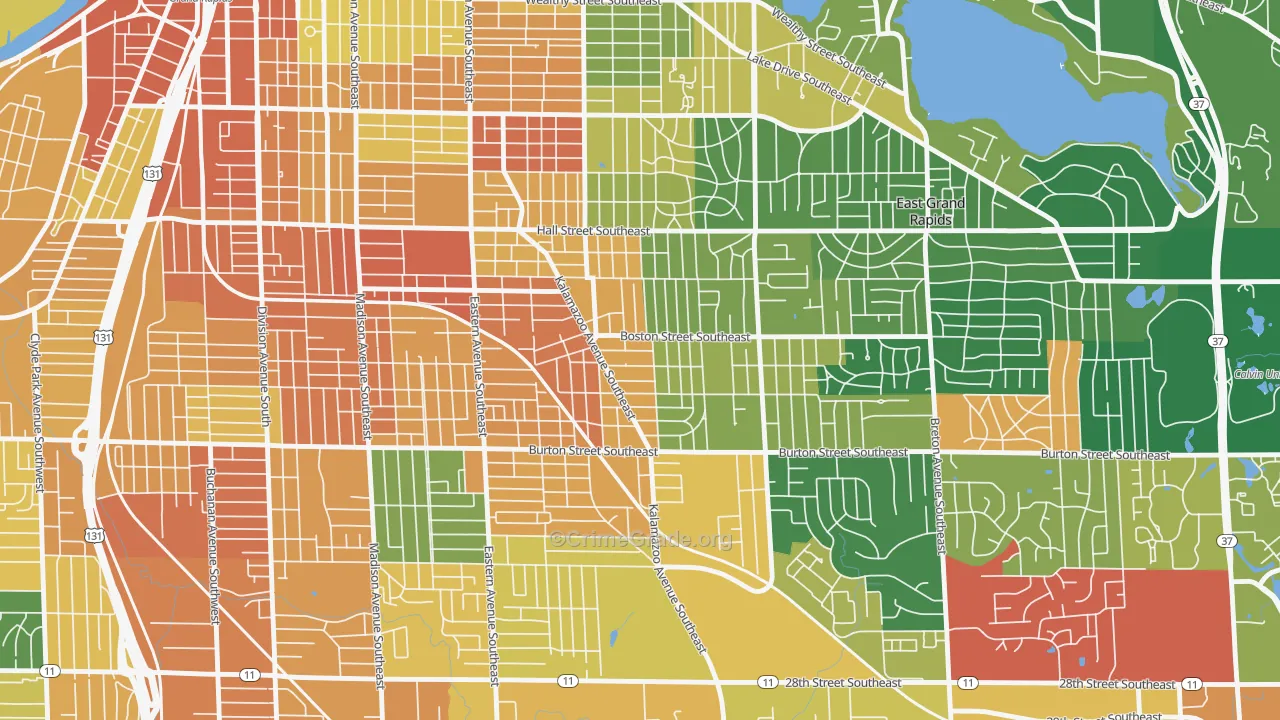 South East End, Grand Rapids, MI Map of Vandalism Rates