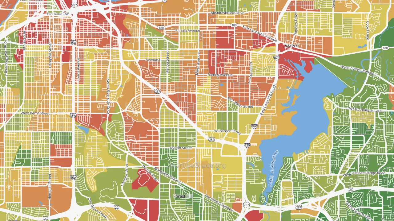 South East, Fort Worth, TX Map of Vandalism Rates