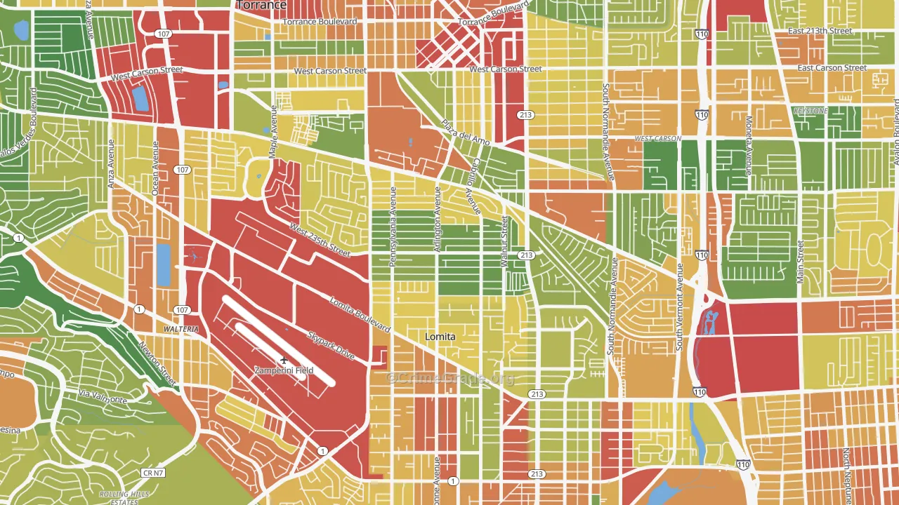 South East Torrance, Torrance, CA Map of Vandalism Rates