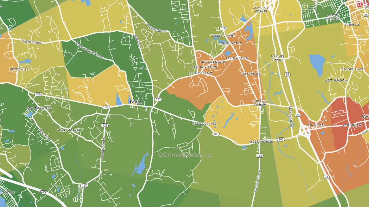 South Easton, MA Map of Vandalism Rates