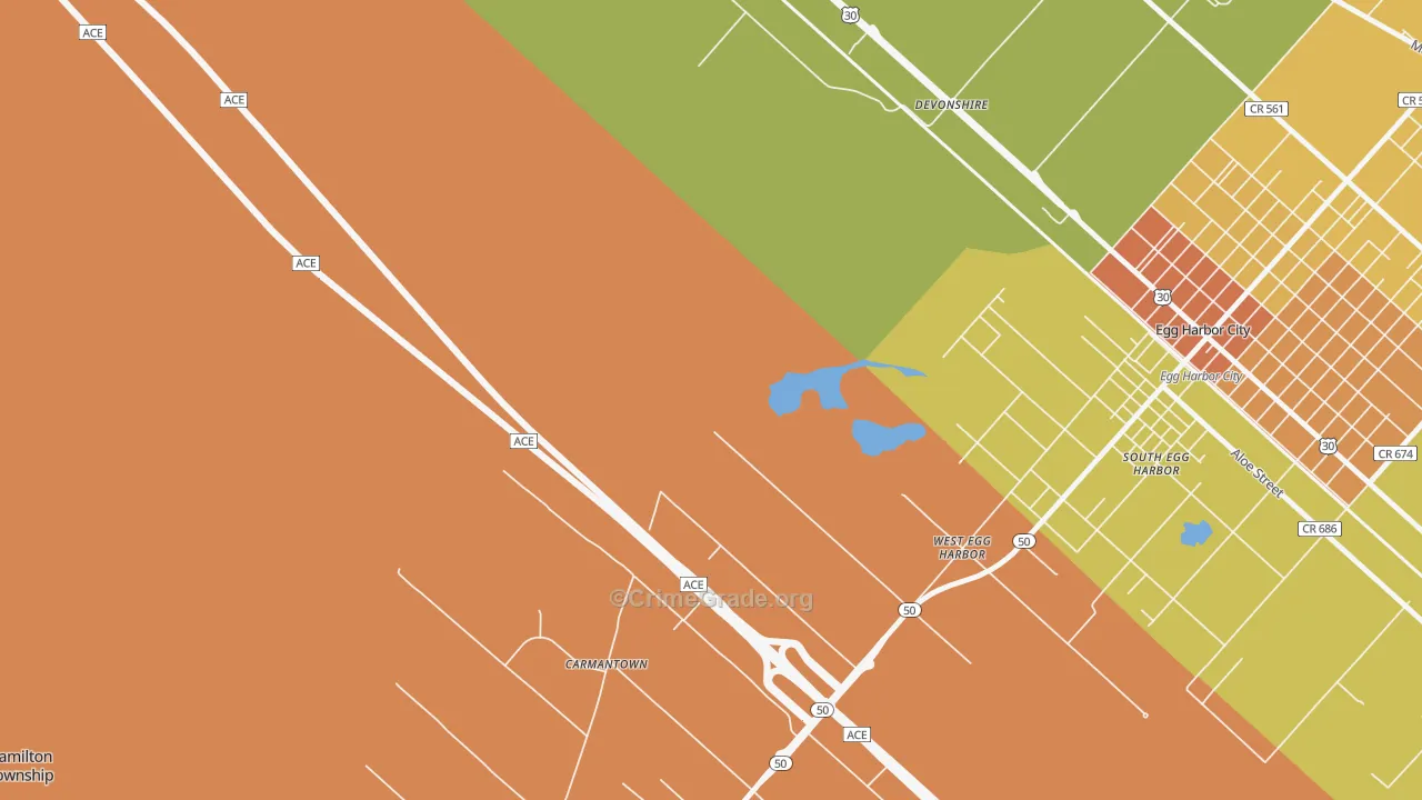 South Egg Harbor, NJ Map of Vandalism Rates