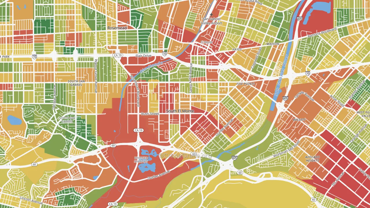 South El Monte, CA Map of Vandalism Rates