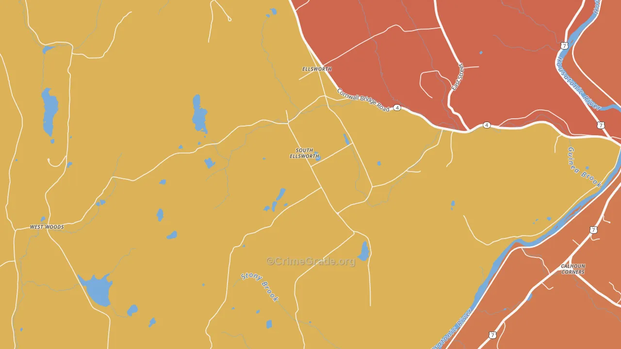 South Ellsworth, CT Map of Vandalism Rates
